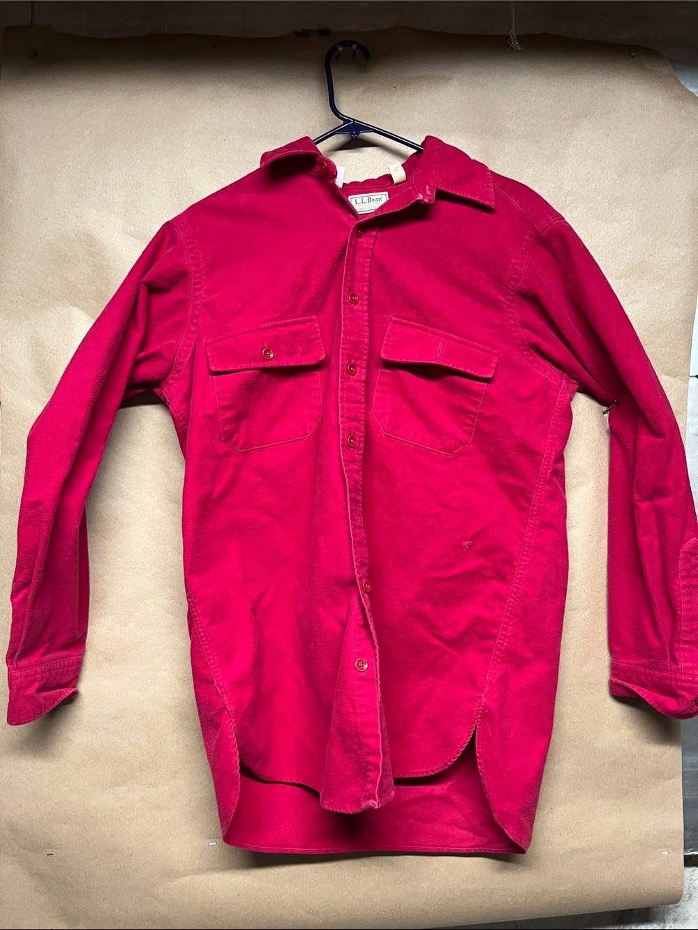 L.L. Bean Men's Bright Red Chamois Shirt Jacket